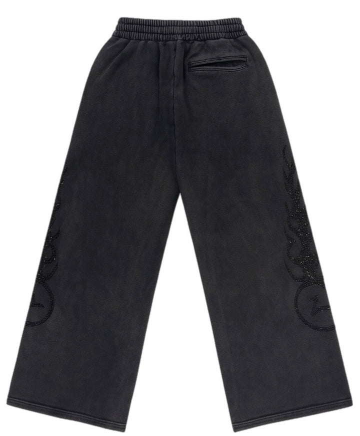 DOS 'Black' Rhinestone Acid Wash Sweatpants