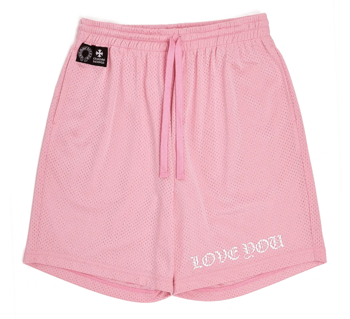 Chrome Hearts 'Love You' Pink Mesh Warm Up Shorts