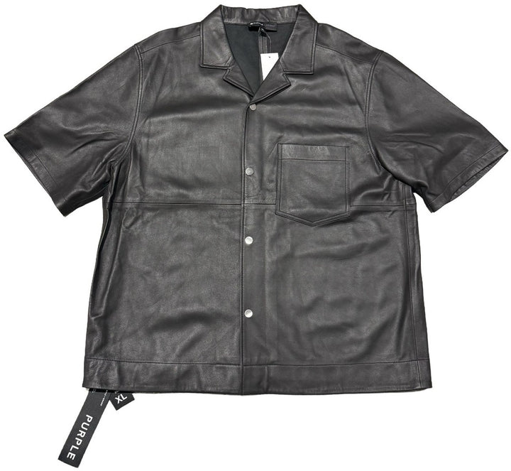 Purple Brand 'Black' Leather Button Up