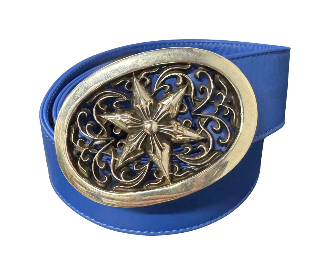 Chrome Hearts 'Star Buckle' Blue Belt