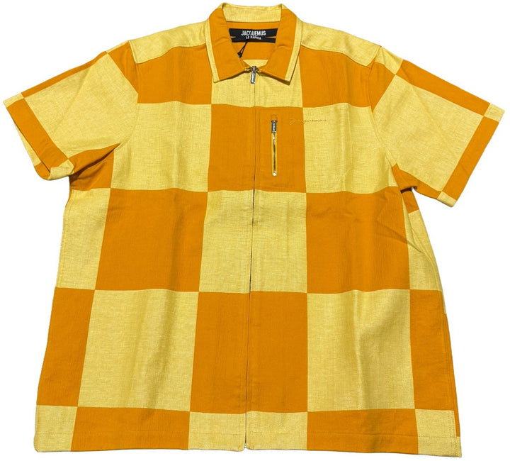 Jacquemus La Chemise Banho 'Yellow Check' Zip Up Shirt