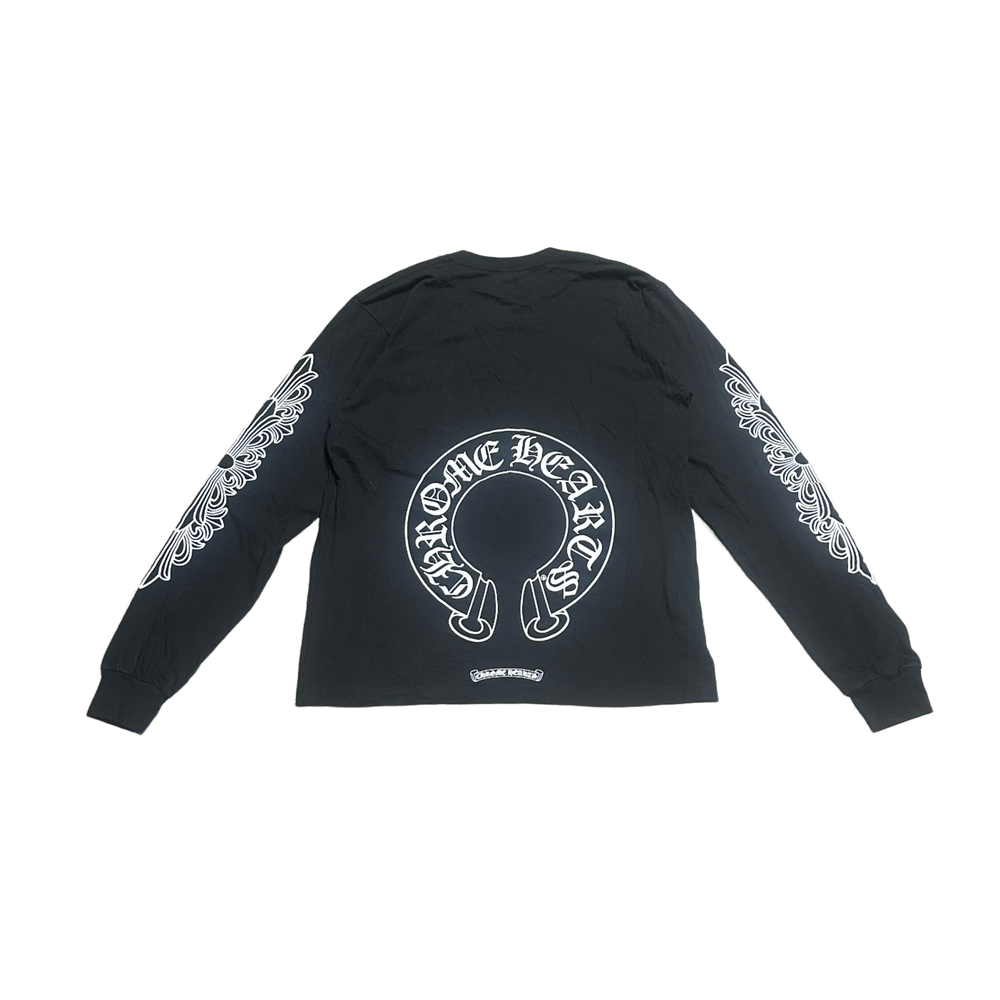 Chrome Hearts 'Black' Floral Horseshoe Longsleeve Tee