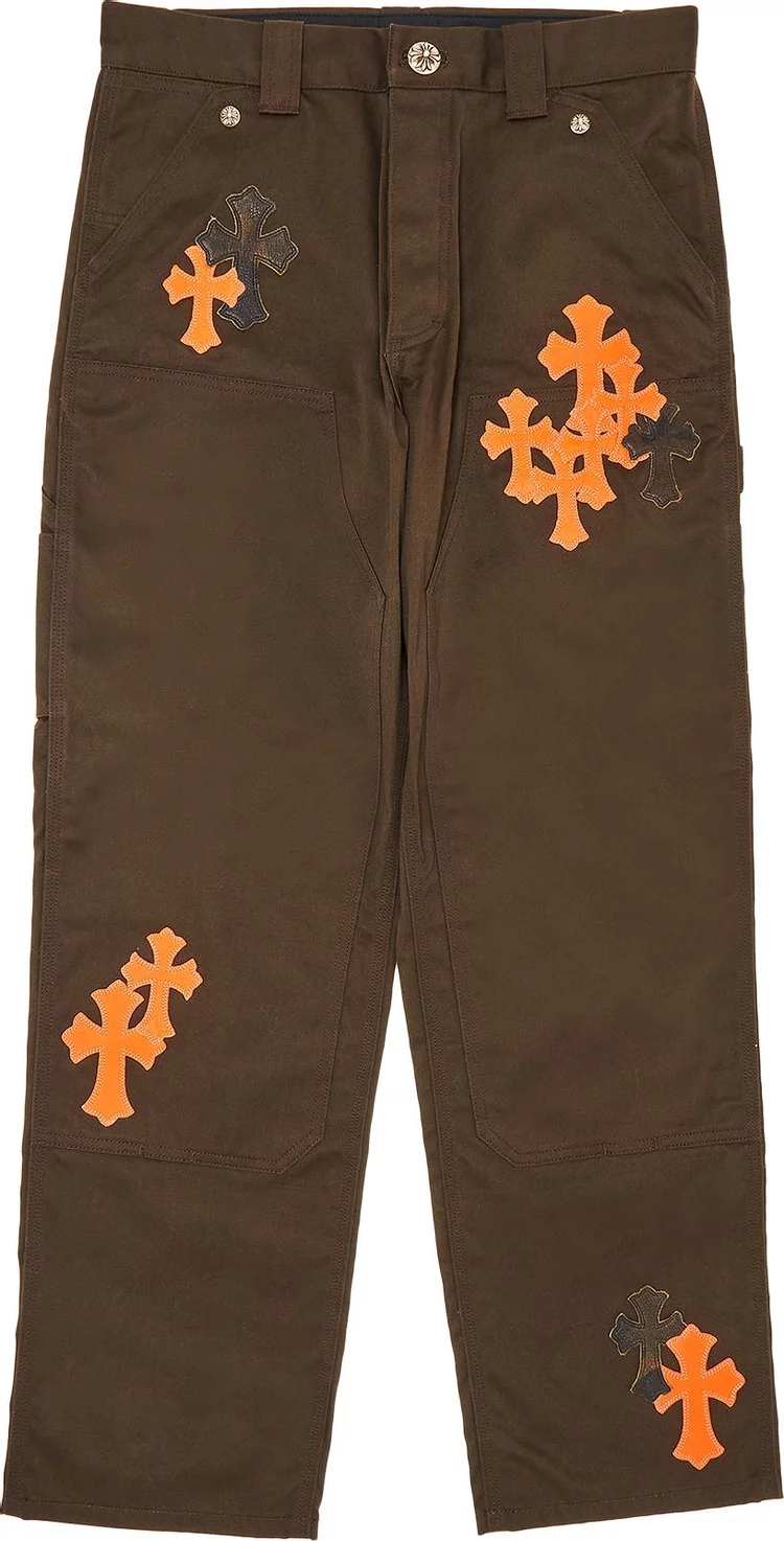 Chrome Hearts 'Orange' Cross Patch Brown Carpenter Pants