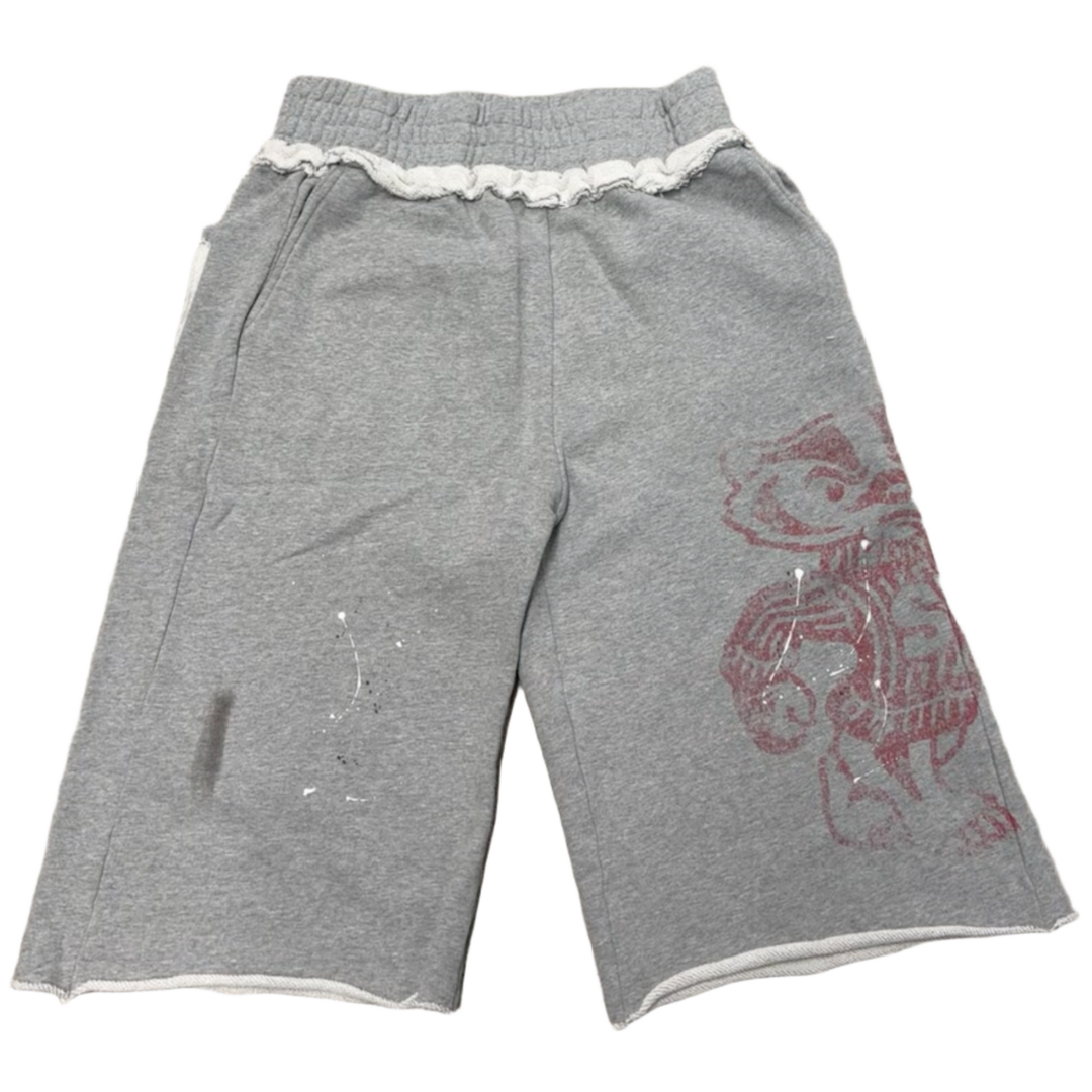 Saint Vanity 'Badgers' Distressed Long Sweat Shorts