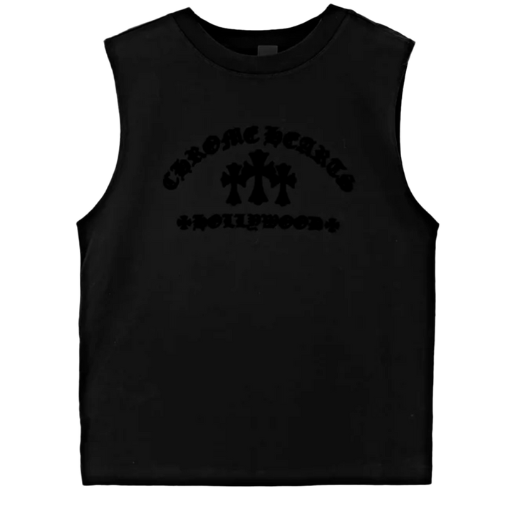 Chrome Hearts 'Triple Velvet Cross Hollywood' Black Tank Top