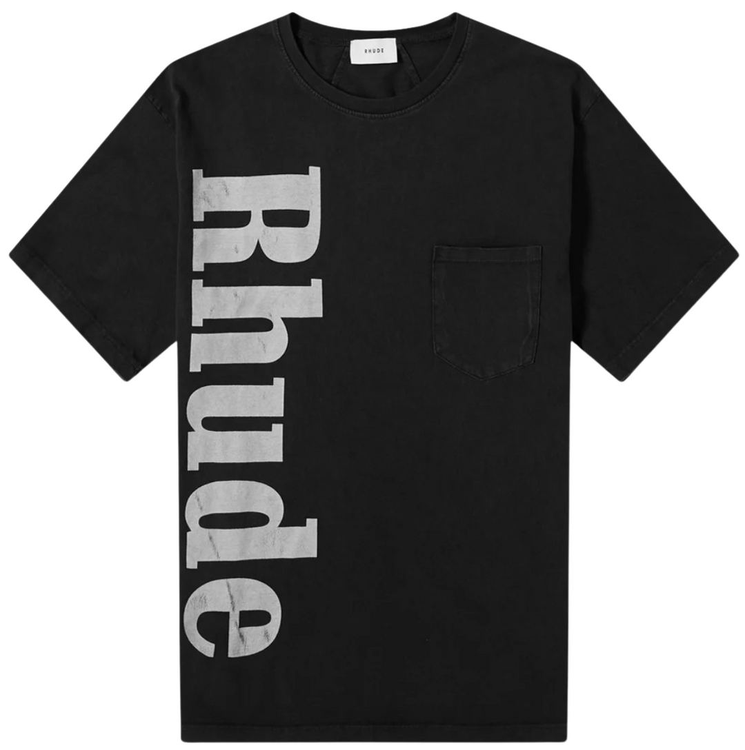 Rhude 'Vertical Logo' Washed Black Tee