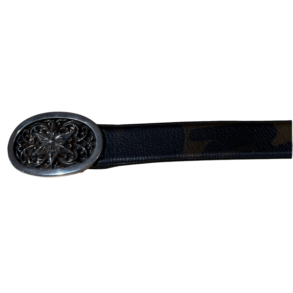 Chrome Hearts 'Star Buckle' Camo Strap Leather Belt
