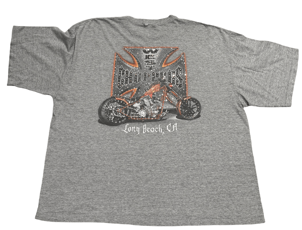 West Coast Choppers 'Long Beach' Vintage Rhinestone Grey Tee