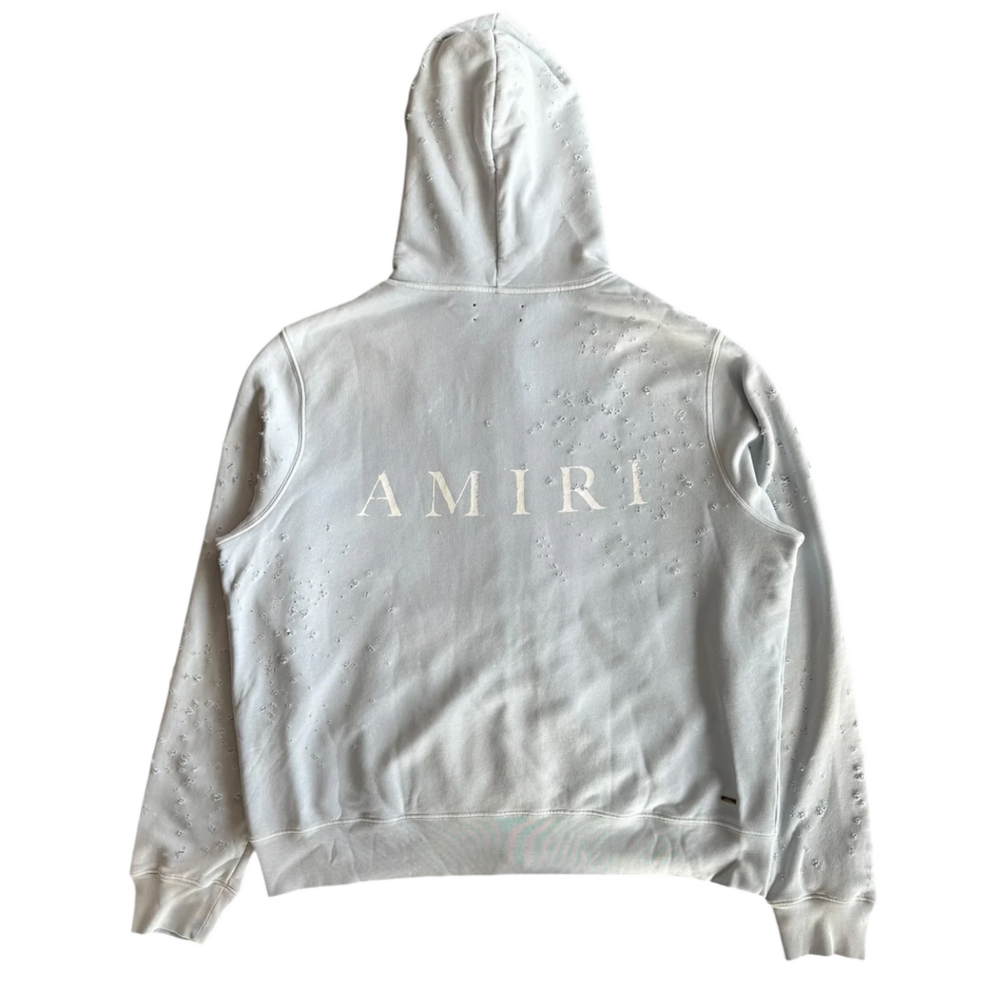 Amiri Light Blue Core Logo Shotgun Zip Up Hoodie