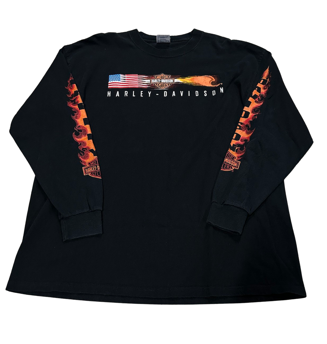 Harley Davidson 'NYC Flame Motor' Vintage Long Sleeve