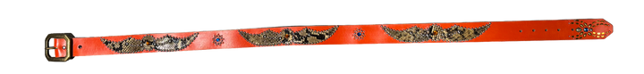 Studded 'Brown Black Snakeskin Spider Gem' Orange Belt
