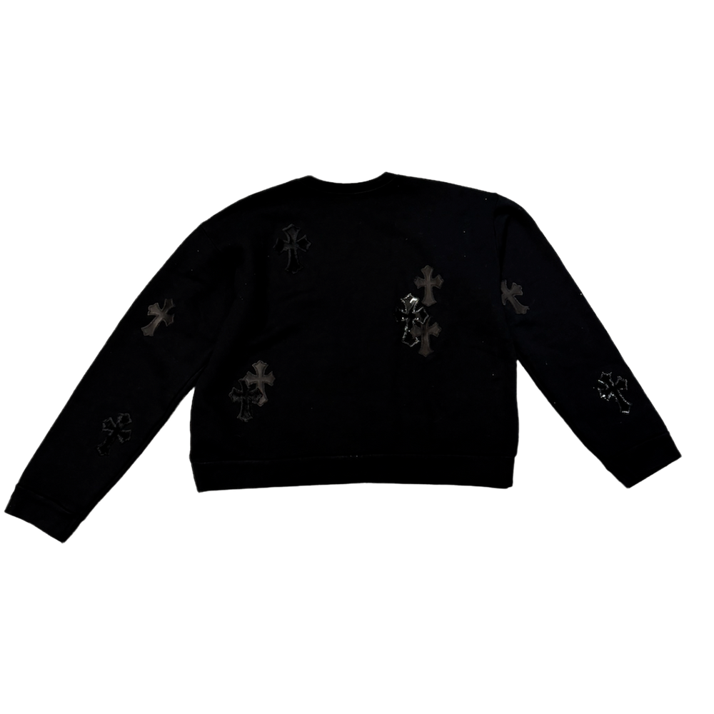 Chrome Hearts 'Cross Pony Patent Leather Patch' Black Crewneck Sweater