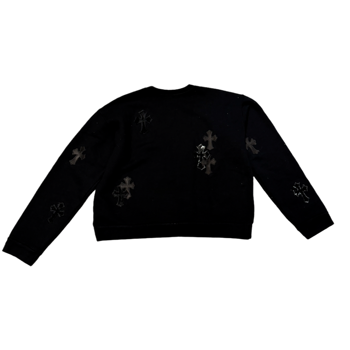 Chrome Hearts 'Cross Pony Patent Leather Patch' Black Crewneck Sweater