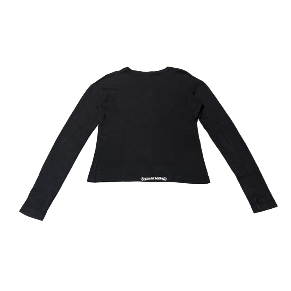 Chrome Hearts 'Black' Womens Vintage Bedazzled Cross Cropped Longsleeve Tee