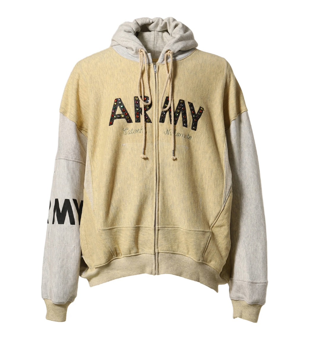 Satoshi Nakamoto 'Army' Studded Zip Up Hoodie