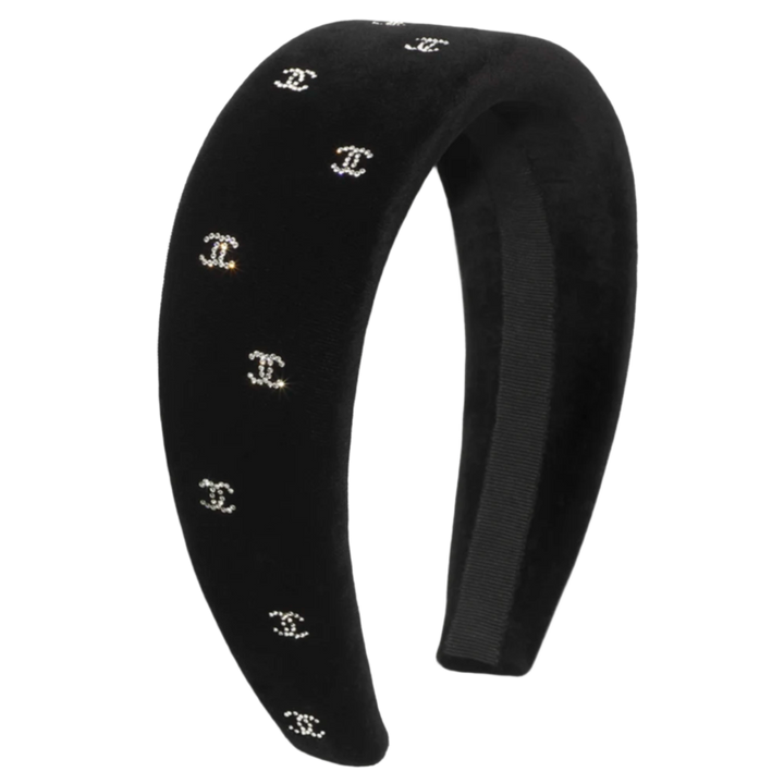 Chanel 26C 'Crystal CC' Black Velvet Headband