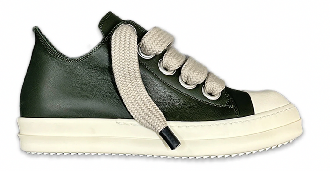 Rick Owens Leather Jumbo Lace Low 'Forest Green' Sneaks