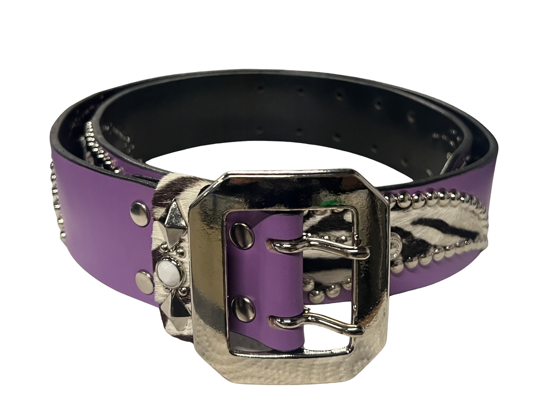 Mannahatta NYC 'Studded Pony Hair' Purple Belt