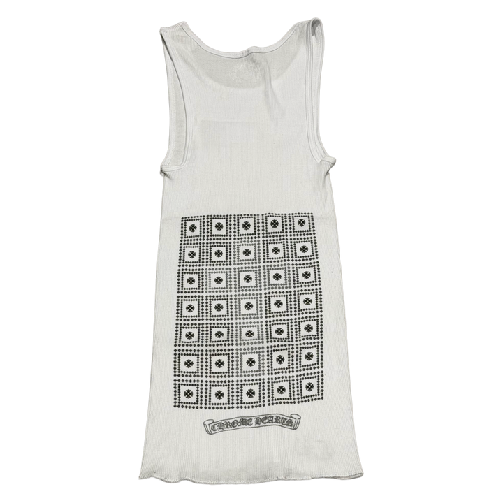 Chrome Hearts 'Silver Plus Cross' White Tank Top