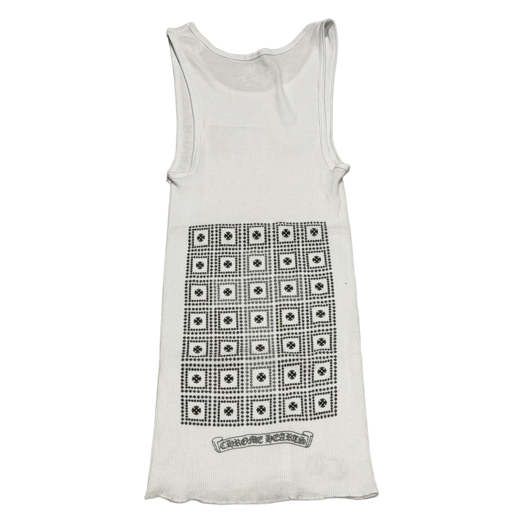 Chrome Hearts 'Silver Plus Cross' White Tank Top