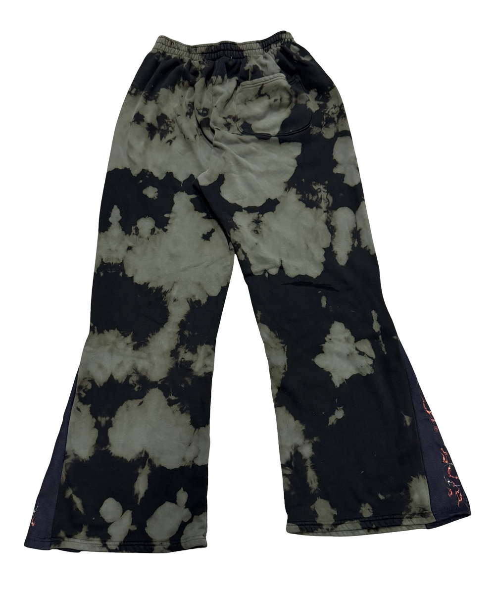 Bossi 'Barbed Flame' Bleached Rhinestone Flare Sweatpants