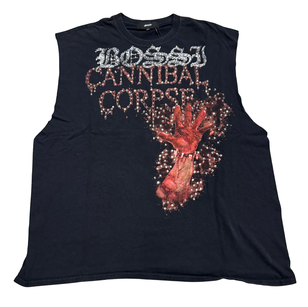 Bossi 'Cannibal Corpse' Vintage Rhinestone Cutoff Tee