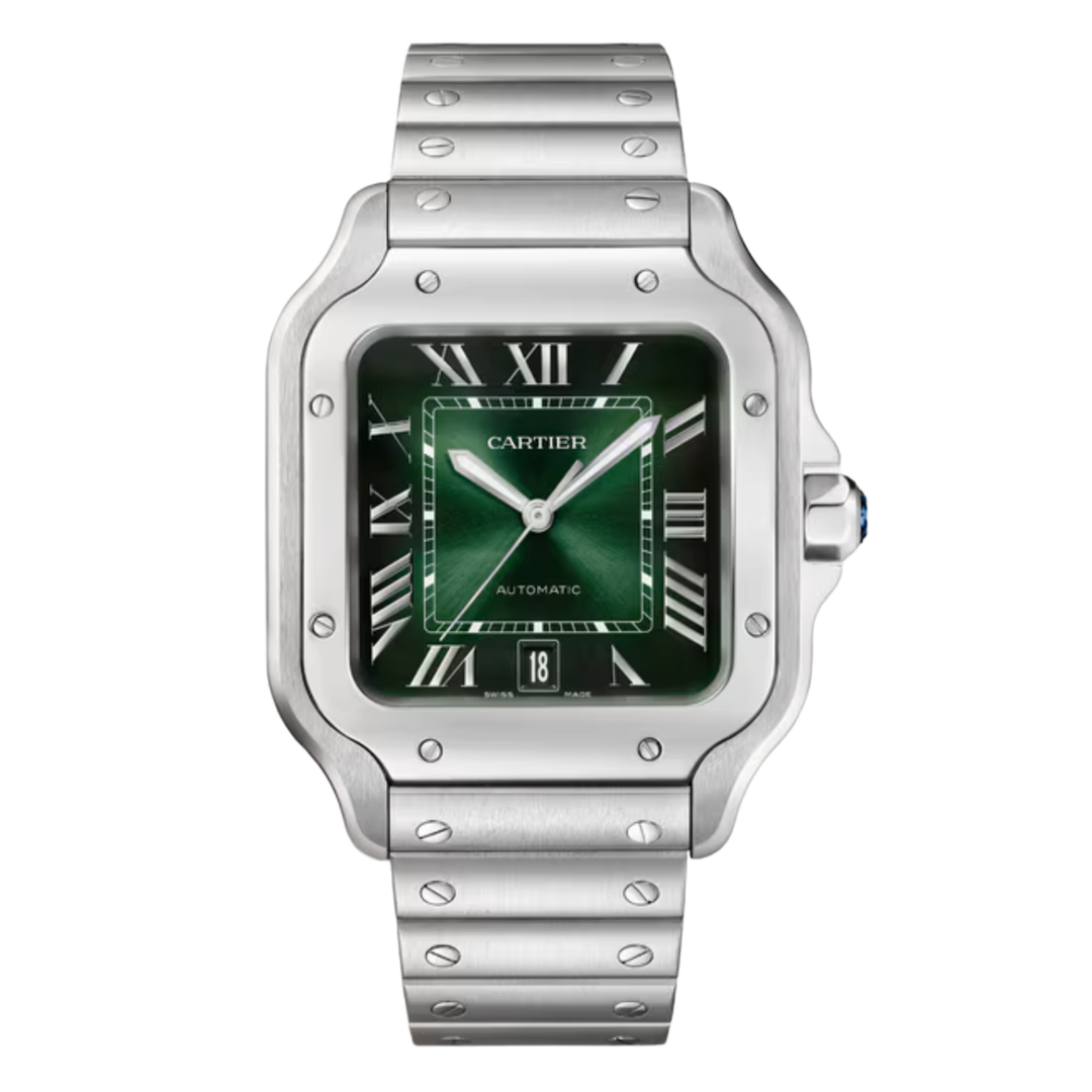 Cartier 'Green Dial' Steel Santos De Cartier 39.8 Large Watch 2026 WSSA0062