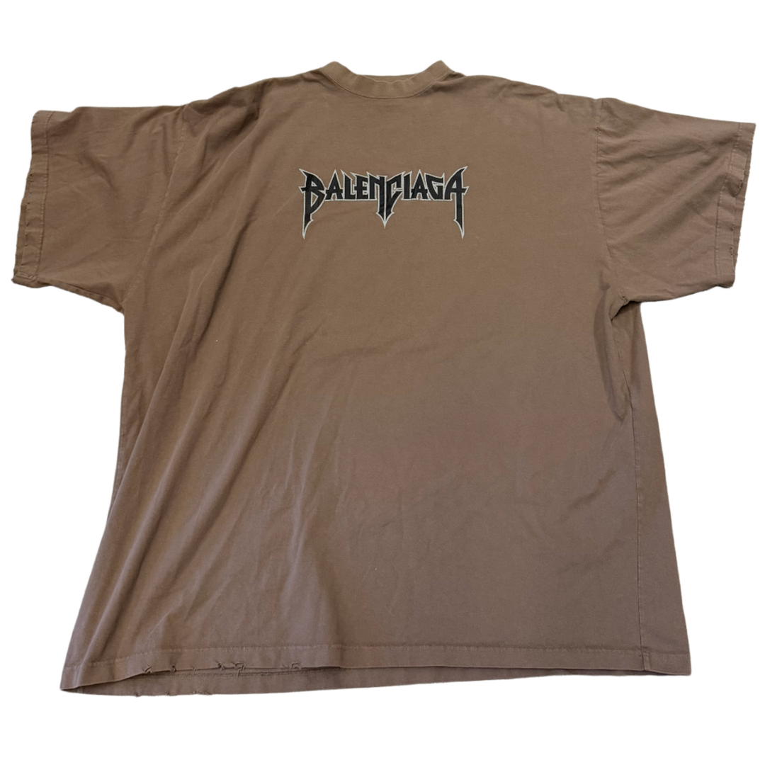 Balenciaga 'Metal Print' Vintage Oversized Taupe Tee