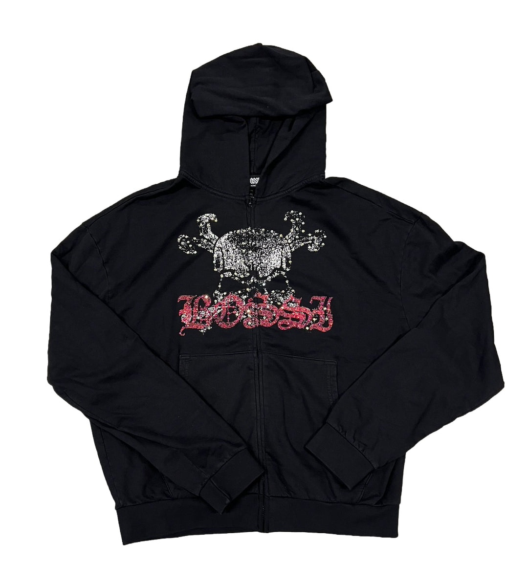 Bossi 'White/Red Bone' Black Zip-Up