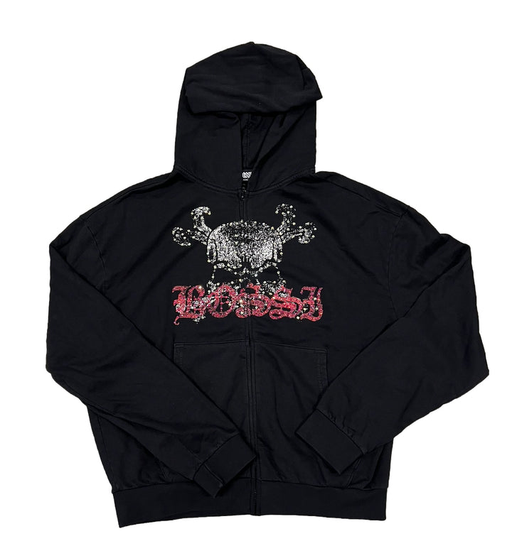 Bossi 'White/Red Bone' Black Zip-Up