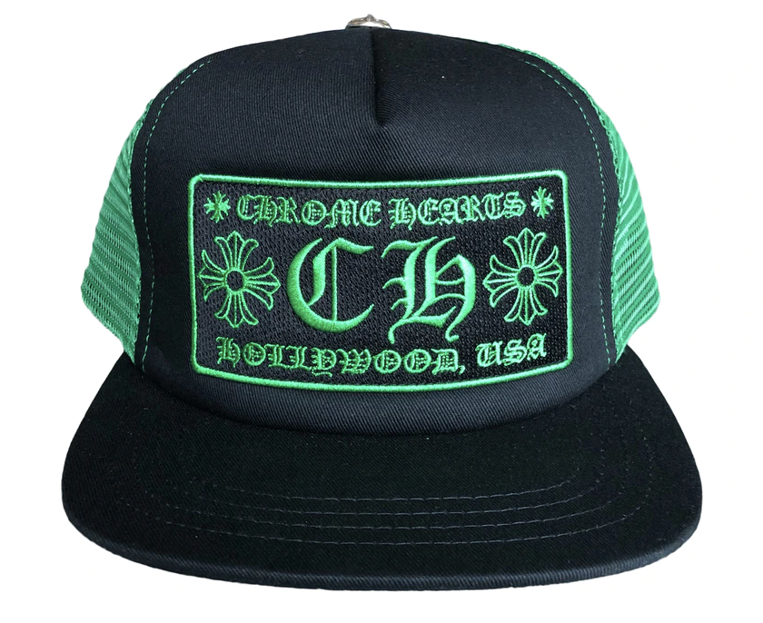 Chrome Hearts Green Black Trucker Hat
