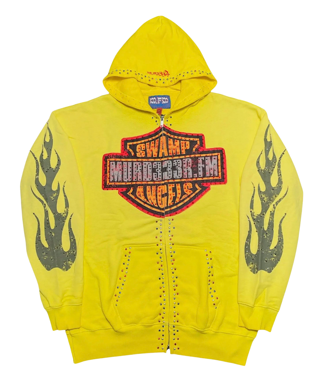 Murd333r.fm Yellow 'Chopp333r' Zip Up Hoodie