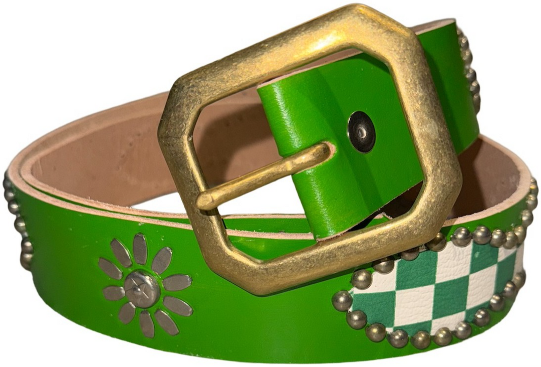 Studded 'Green/White Checkered' Green Belt