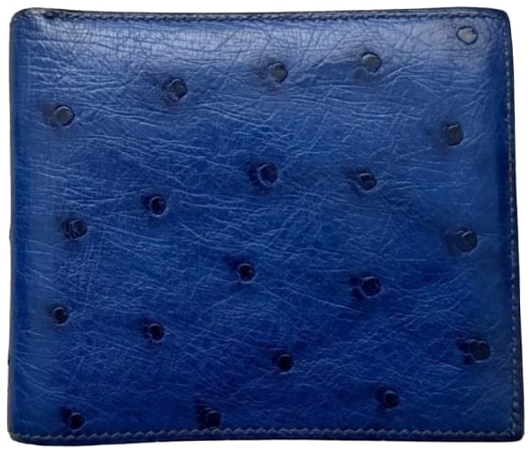 Hermes Portefeuille MC2 Copernic Exotic Ostrich Leather Bifold Wallet