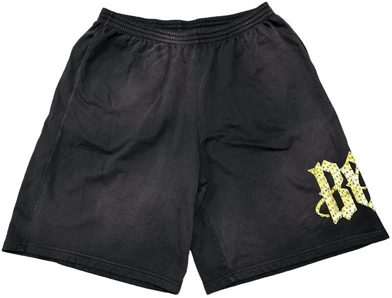 Bossi 'Mohawk Blue Skull' Rhinestone Sweatshorts