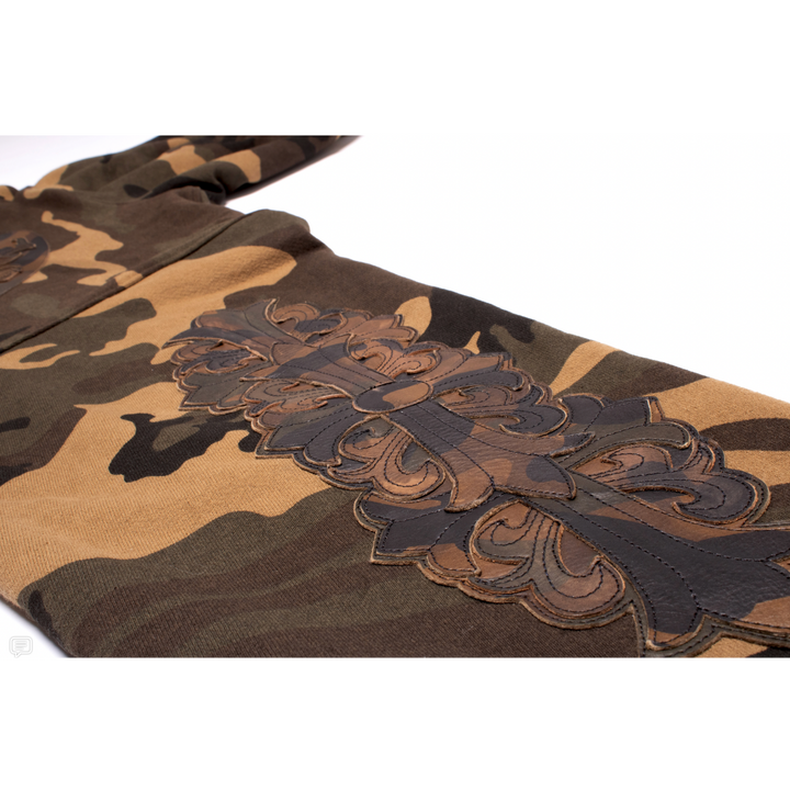 Chrome Hearts 'Camo Leather Horseshoe Patch' Thermal Zip Up Hoodie
