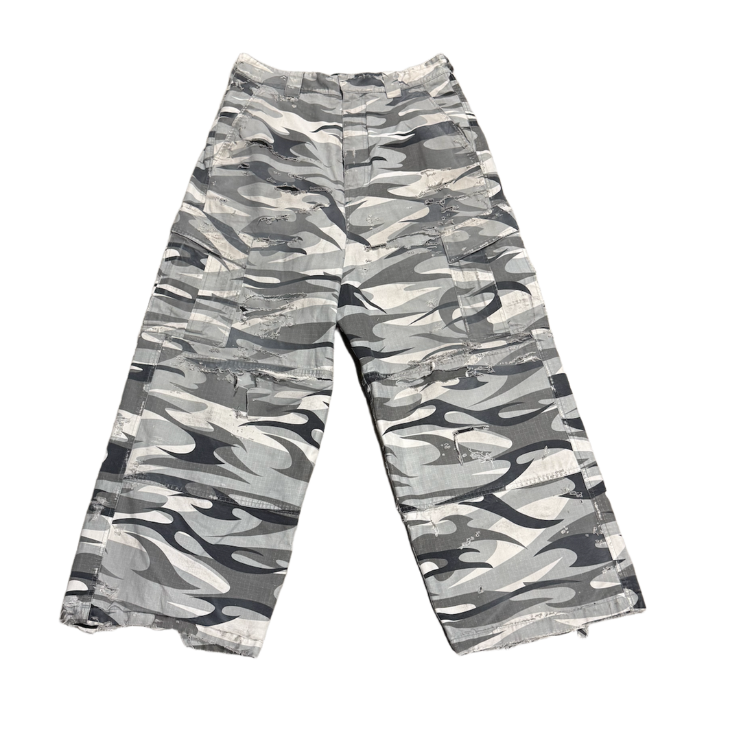 Balenciaga 'White Camo' Distressed Cargo Pants