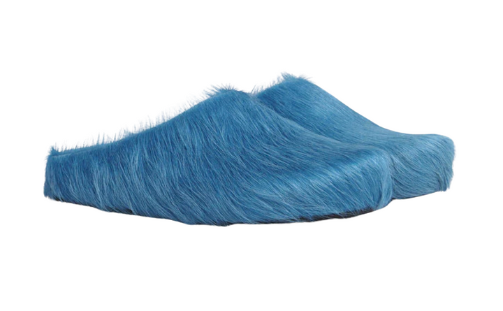 Marni 'Blue' Long Hair Sabot Slippers