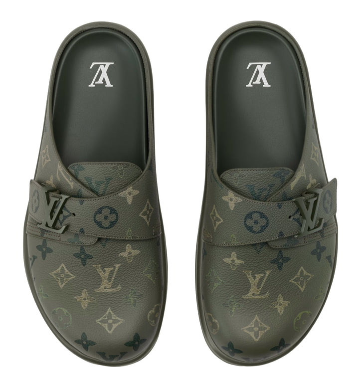 Louis Vuitton 'Khaki Green' Mule Slippers