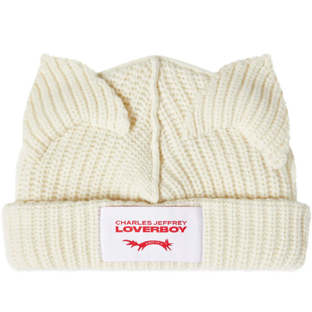 Charles Jefferey Loverboy 'Chunky Ears' Cream Beanie