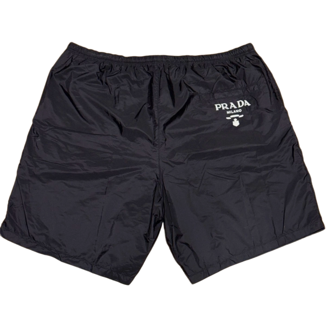 Prada 'Black' Printed Logo Swim Shorts