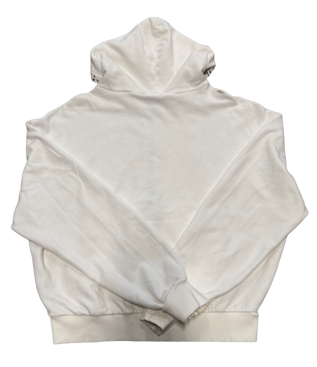 Bossi 'Bones' Rhinestone White Zip Up Hoodie