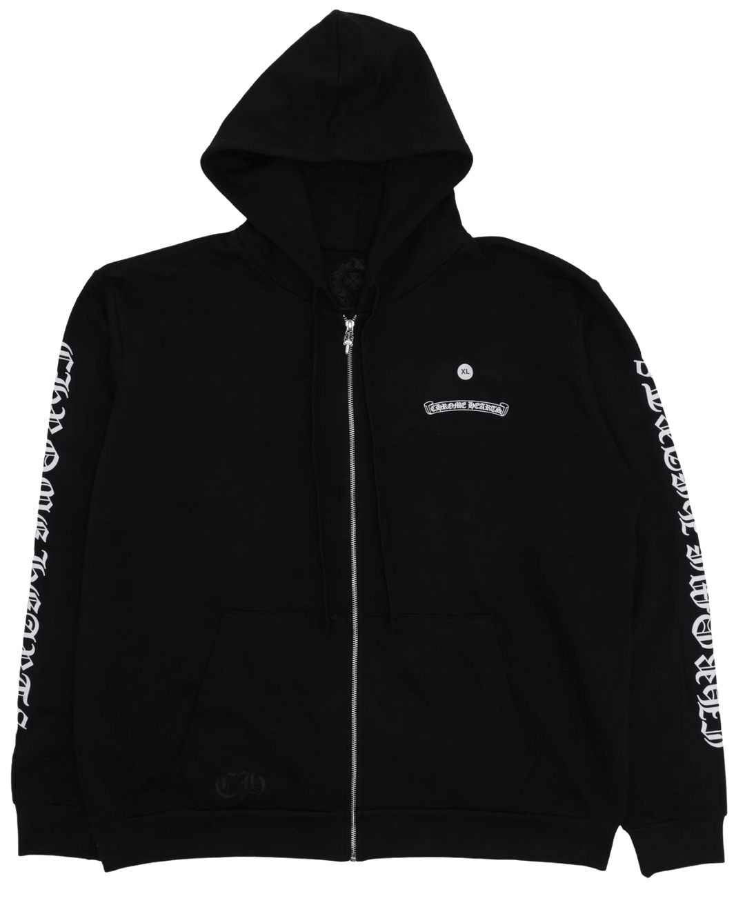 Chrome Hearts 'Scroll Logo' Black Zip Up Hoodie