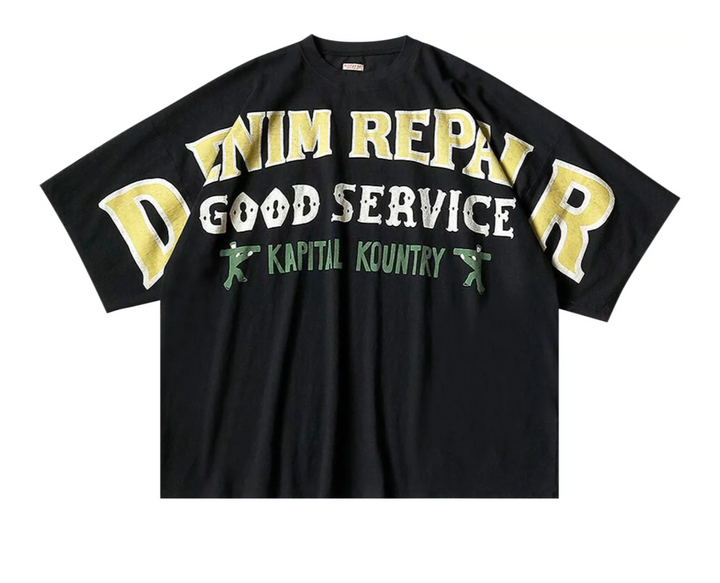 Kapital 'Denim Repair' Black Jersey Tee