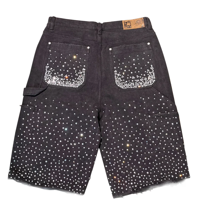 Birth Of Royal Child 'Washed Black' Diamond Jean Shorts