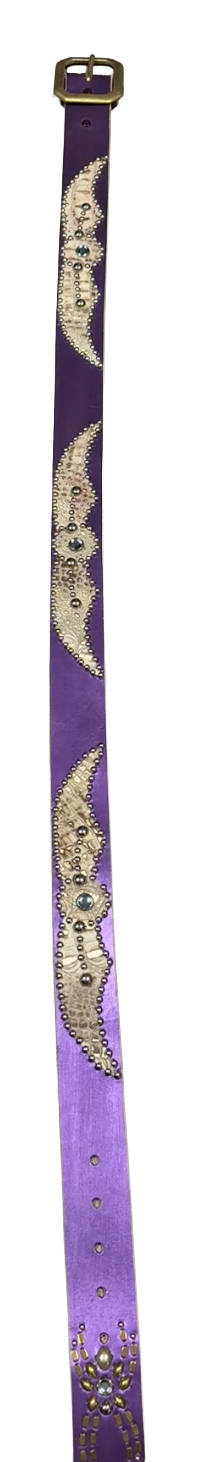 Studded 'Tan Snakeskin Spider Gem' Purple Belt