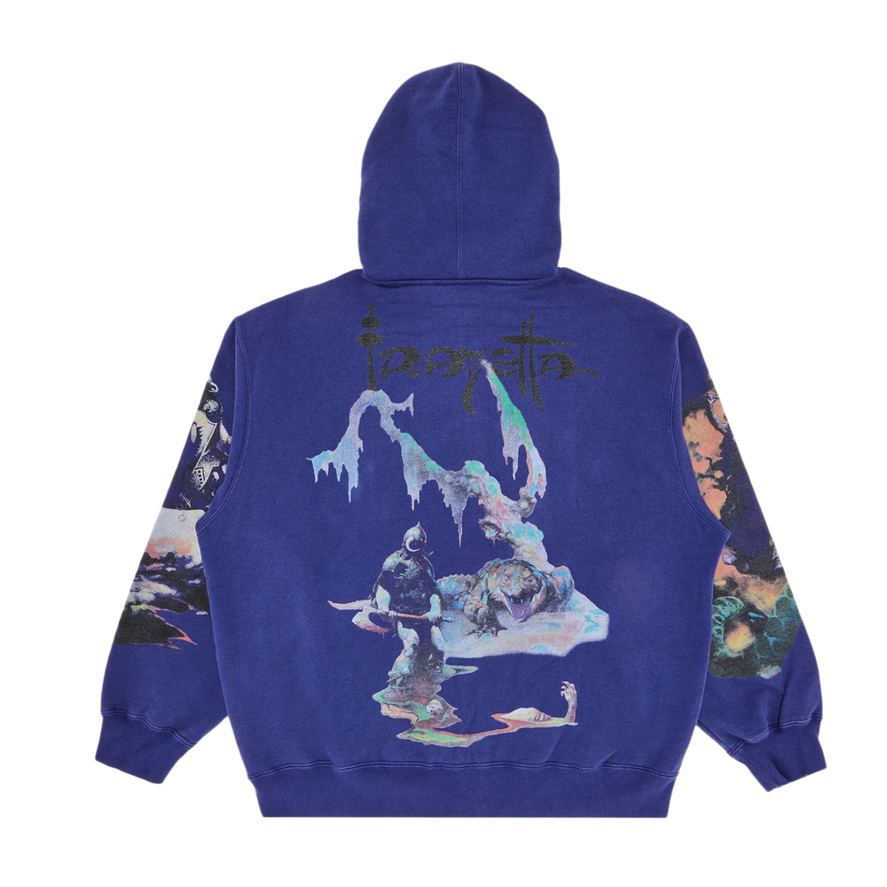 Supreme 'Frazetta' Washed Navy Zip Up Hoodie