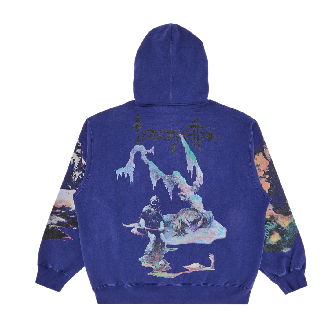Supreme 'Frazetta' Washed Navy Zip Up Hoodie
