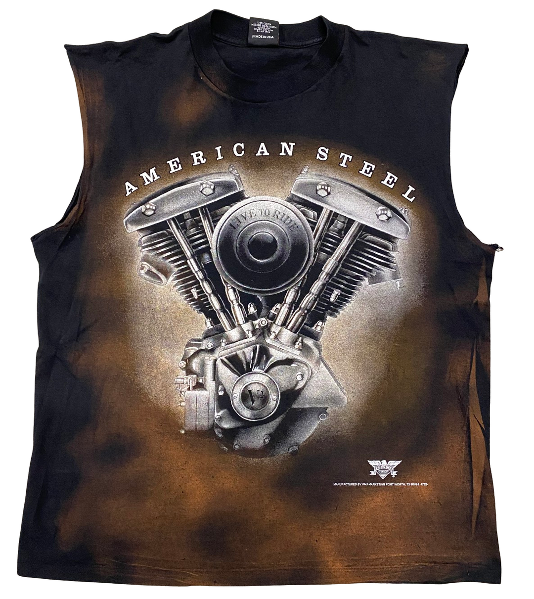 American Steel 'Bleached' Vintage Cut Off Tee