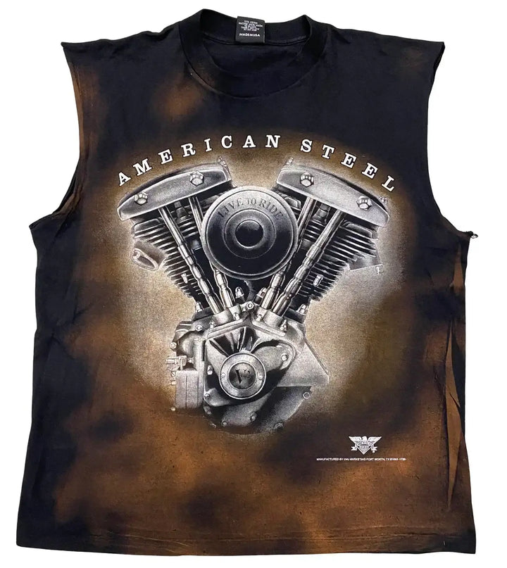 American Steel 'Bleached' Vintage Cut Off Tee